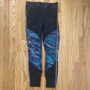 Lululemon leggings reflector stripe sz 6 new design cinch waist black and blue